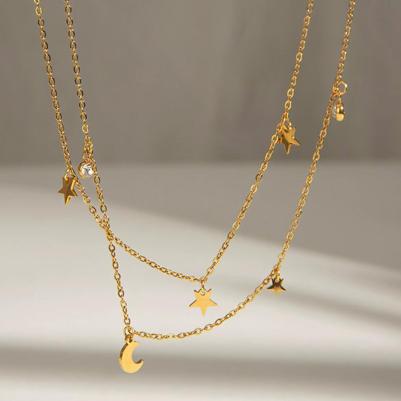 Stainless Steel And Titanium Steel Star Shape Electroplated Necklace For Women