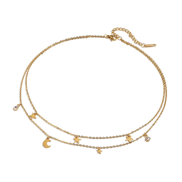 Stainless Steel And Titanium Steel Star Shape Electroplated Necklace For Women