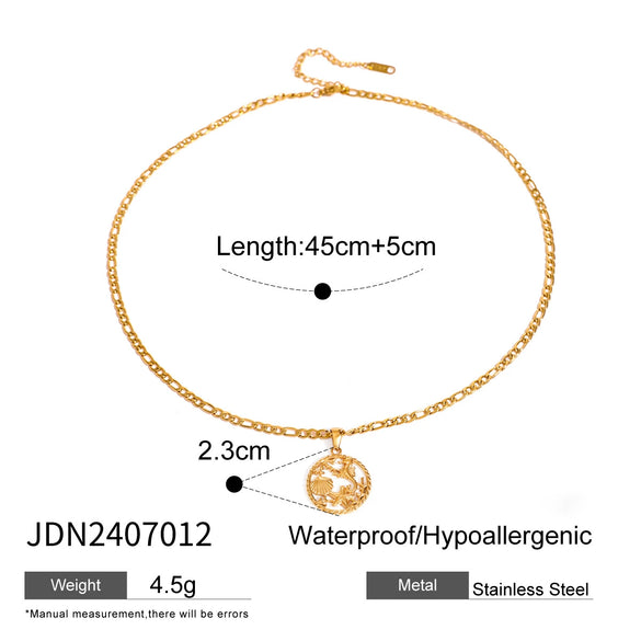 Stainless Steel And Titanium Steel Starfish Animal Zodiac Pendant Necklace With Electroplating
