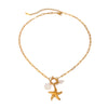 Stainless Steel And Titanium Steel Starfish Shell Pendant Electroplated For Women