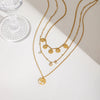 Stainless Steel And Titanium Steel Tree Of Life Multilayer Necklace With Electroplating For Women