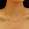 Stainless Steel And Titanium Steel Whirlpool Pattern Hammered Sunflower Pendant Necklace And Ring Set With Snake Bone Chain Electroplated For Women