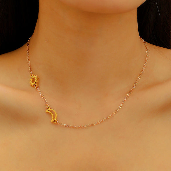 Stainless Steel And Titanium Steel Whirlpool Pattern Hammered Sunflower Pendant Necklace And Ring Set With Snake Bone Chain Electroplated For Women