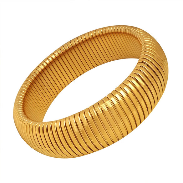 Stainless Steel And Titanium Steel Wide Thick Ring Bracelet With Electroplating Minimalist Fashion Personality Design Jewelry