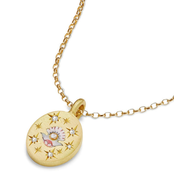 Stainless Steel And Titanium Steel Women's Hand Painted Flower Geometric Pendant Necklace With Regular Chain And Electroplating