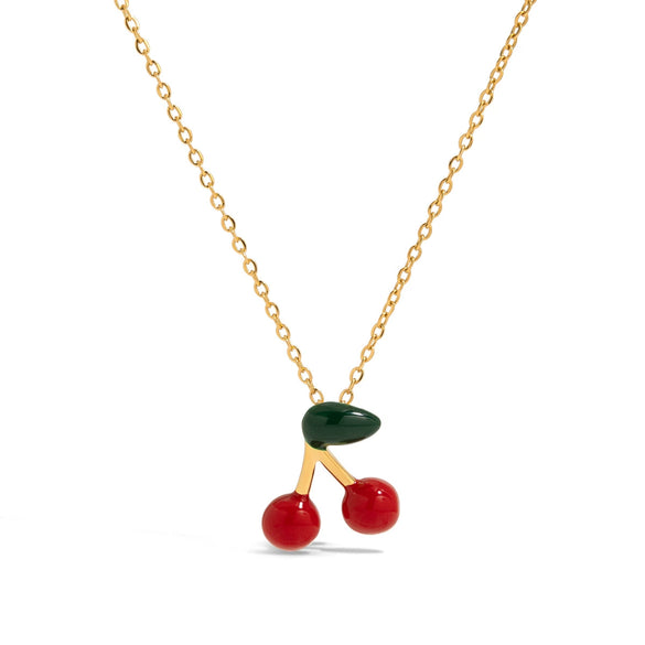 Stainless Steel And Titanium Steel Women's Light Luxury Niche Cherry Necklace With Electroplating