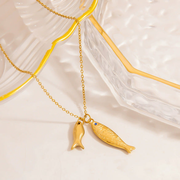 Stainless Steel And Titanium Steel Women's Necklace With Animal And Zodiac Pendant Electroplated Design
