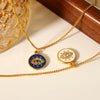 Stainless Steel And Titanium Steel Women's Necklace With Geometric Pattern And Diamond Inlay