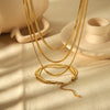 Stainless Steel And Titanium Steel Women's Nonfading Snake Bone Chain Necklace With Geometric Pattern And Electroplating Treatment