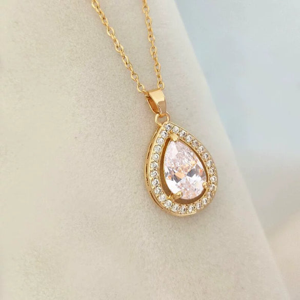 Stainless Steel And Titanium Steel Women's Water Drop Shape Light Luxury Electroplated Necklace O Chain Jewelry