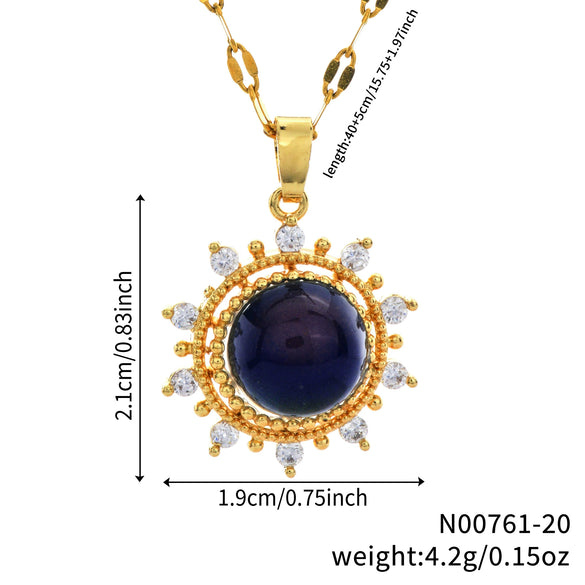 Stainless Steel And Zircon Minimalist Planet Pendant Unisex O Word Chain Necklace