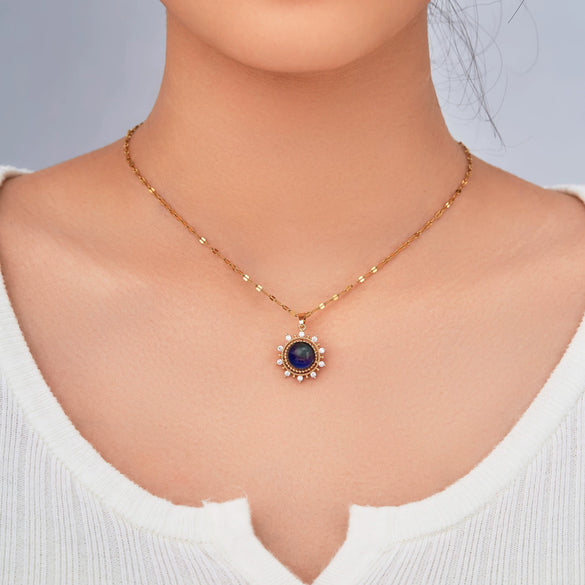 Stainless Steel And Zircon Minimalist Planet Pendant Unisex O Word Chain Necklace