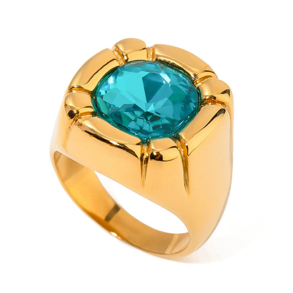Stainless Steel And Zircon Opening Ring With Geometric Design And Electroplating For Women
