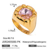 Stainless Steel And Zircon Opening Ring With Geometric Design And Electroplating For Women