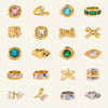 Stainless Steel And Zircon Opening Ring With Geometric Design And Electroplating For Women