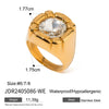 Stainless Steel And Zircon Opening Ring With Geometric Design And Electroplating For Women