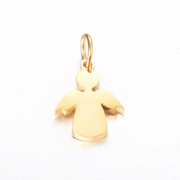 Stainless Steel Angel Cut Out Pendant Diy Necklace Bracelet Hanging Ring Accessories Electroplated