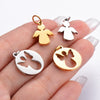 Stainless Steel Angel Cut Out Pendant Diy Necklace Bracelet Hanging Ring Accessories Electroplated