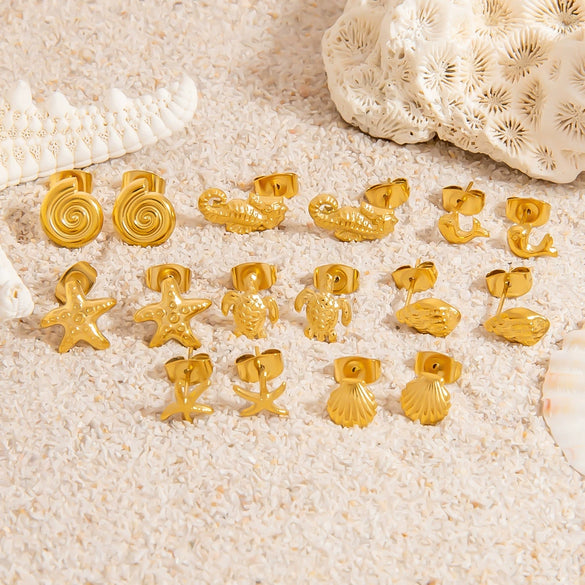 Stainless Steel Animal And Zodiac Shape Electroplated Earrings