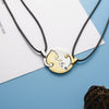Stainless Steel Animal Cat Pendant Couple Necklace With Black And White Kitten Embrace Round Design On Leather Rope Chain