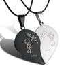 Stainless Steel Animal Cat Pendant Couple Necklace With Black And White Kitten Embrace Round Design On Leather Rope Chain