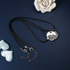 Stainless Steel Animal Cat Pendant Couple Necklace With Black And White Kitten Embrace Round Design On Leather Rope Chain