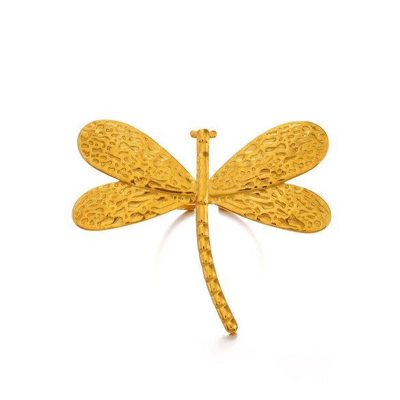 Stainless Steel Animal Dragonfly Ring Electroplated Simple Style For Women
