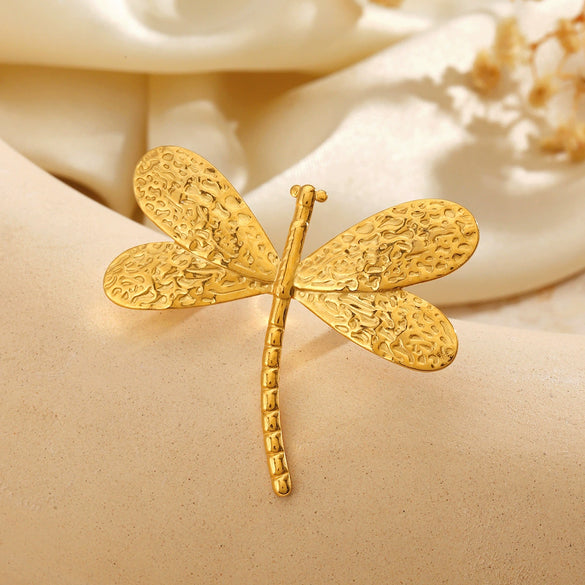Stainless Steel Animal Dragonfly Ring Electroplated Simple Style For Women