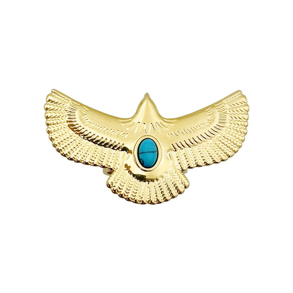 Stainless Steel Animal Eagle Open Ring With Flying Bird Wings Electroplated