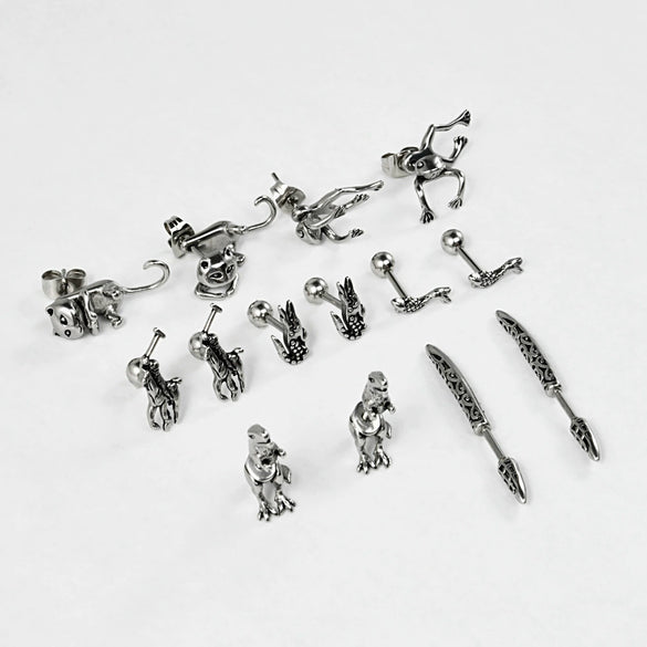 Stainless Steel Animal Geometric Punk Polished Earrings