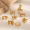 Stainless Steel Animal Geometric Style Ring With Marine Elements Like Hippocampus Scallop Starfish And Electroplating