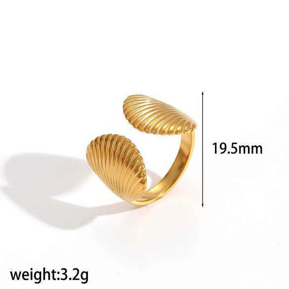 Stainless Steel Animal Geometric Style Ring With Marine Elements Like Hippocampus Scallop Starfish And Electroplating