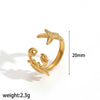 Stainless Steel Animal Geometric Style Ring With Marine Elements Like Hippocampus Scallop Starfish And Electroplating