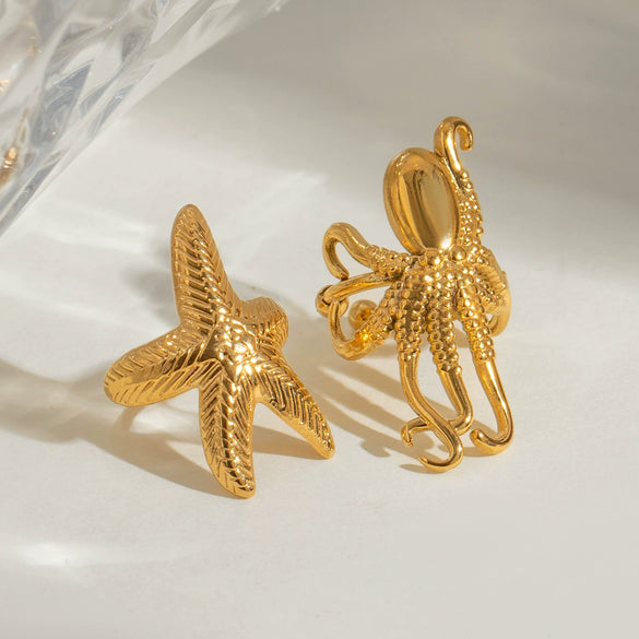 Stainless Steel Animal Starfish Electroplated Women's Ear Bone Clip Jewelry