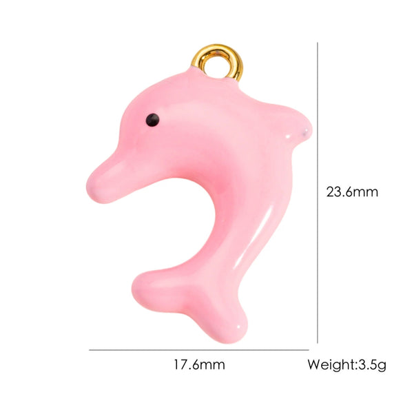 Stainless Steel Animal Style Oil Dripping Marine Series Pendant Diy Jewelry Accessories With Real Gold Electroplated Dolphin And Tropical Fish