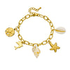 Stainless Steel Animal Zodiac Dolphin Starfish Shell Round Irregular Pendant Ocean Bracelet With Electroplating For Women