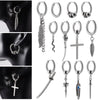 Stainless Steel Animal Zodiac Geometric Leaf Snakeshaped Skull Ear Buckle Earrings And Ear Bone Ring With Electroplating