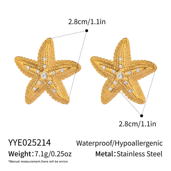 Stainless Steel Animal Zodiac Geometric Starfish Style Ring Earrings Electroplated Women's Jewelry