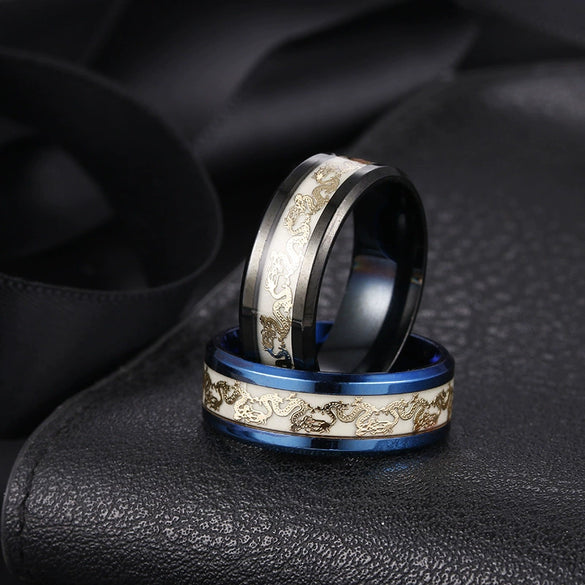 Stainless Steel Animal Zodiac Luminous Ring Electroplated Jewelry For Men And Women
