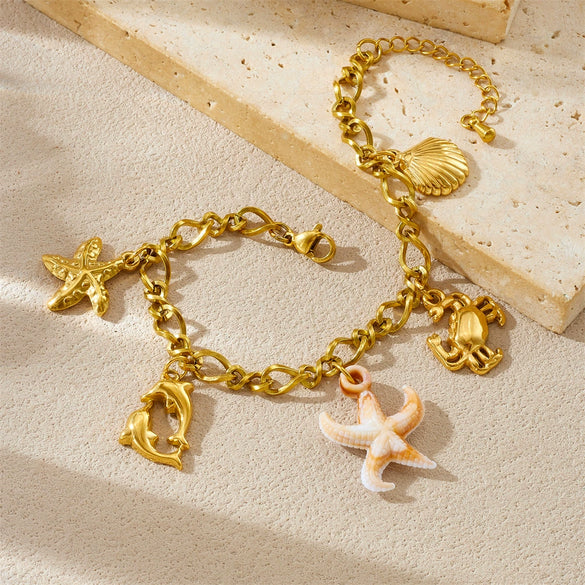 Stainless Steel Animal Zodiac Pendant Bracelet With Electroplating