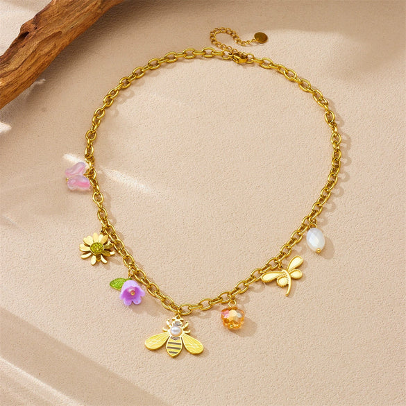 Stainless Steel Animal Zodiac Pendant Necklace With Electroplating And Pastoral Style