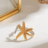 Stainless Steel Animal Zodiac Style Electroplated Starfish Asymmetric Ring Jewelry For Women