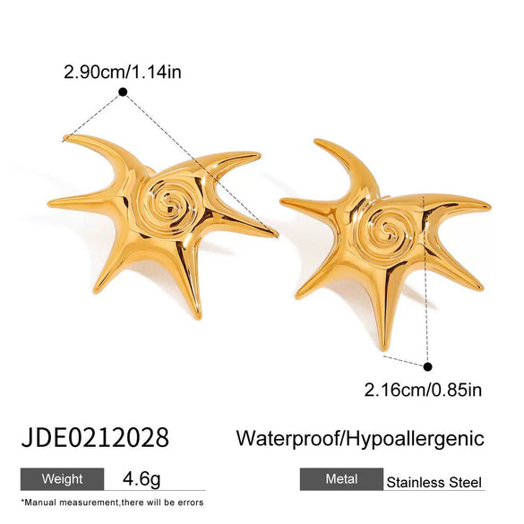 Stainless Steel Animals Geometric Irregular Starfish Vortex Spiral Earrings Electroplated