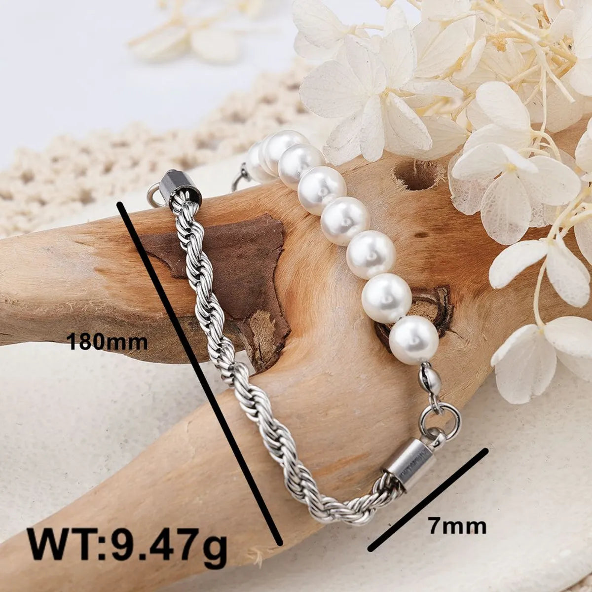 Stainless Steel Artificial Pearl IG Style Geometric Bracelets