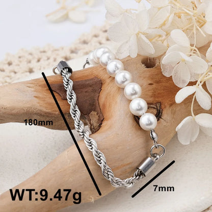 Stainless Steel Artificial Pearl IG Style Geometric Bracelets