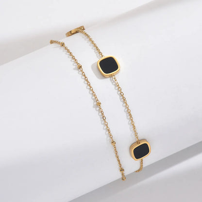 Stainless Steel Arylic 14K Gold Plated Classic Style Square Chain Inlay Acrylic Bracelets