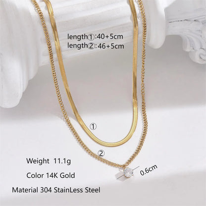 Stainless Steel Arylic Imitation Pearl 14K Gold Plated Elegant Simple Style Classic Style Round Bee Butterfly Inlay Zircon Layered Necklaces