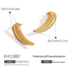 Stainless Steel Asymmetrical Geometric Circle Ushaped Pleated Semicircle Earrings With Diamonds Electroplated For Women Light Luxury Style