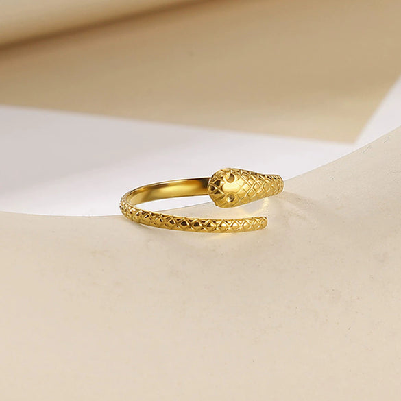 Stainless Steel Asymmetrical Geometric Ring With Flower Knot Texture And Electroplating