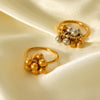 Stainless Steel Ball Bead Rings Geometric Style Electroplated Women's Hand Jewelry